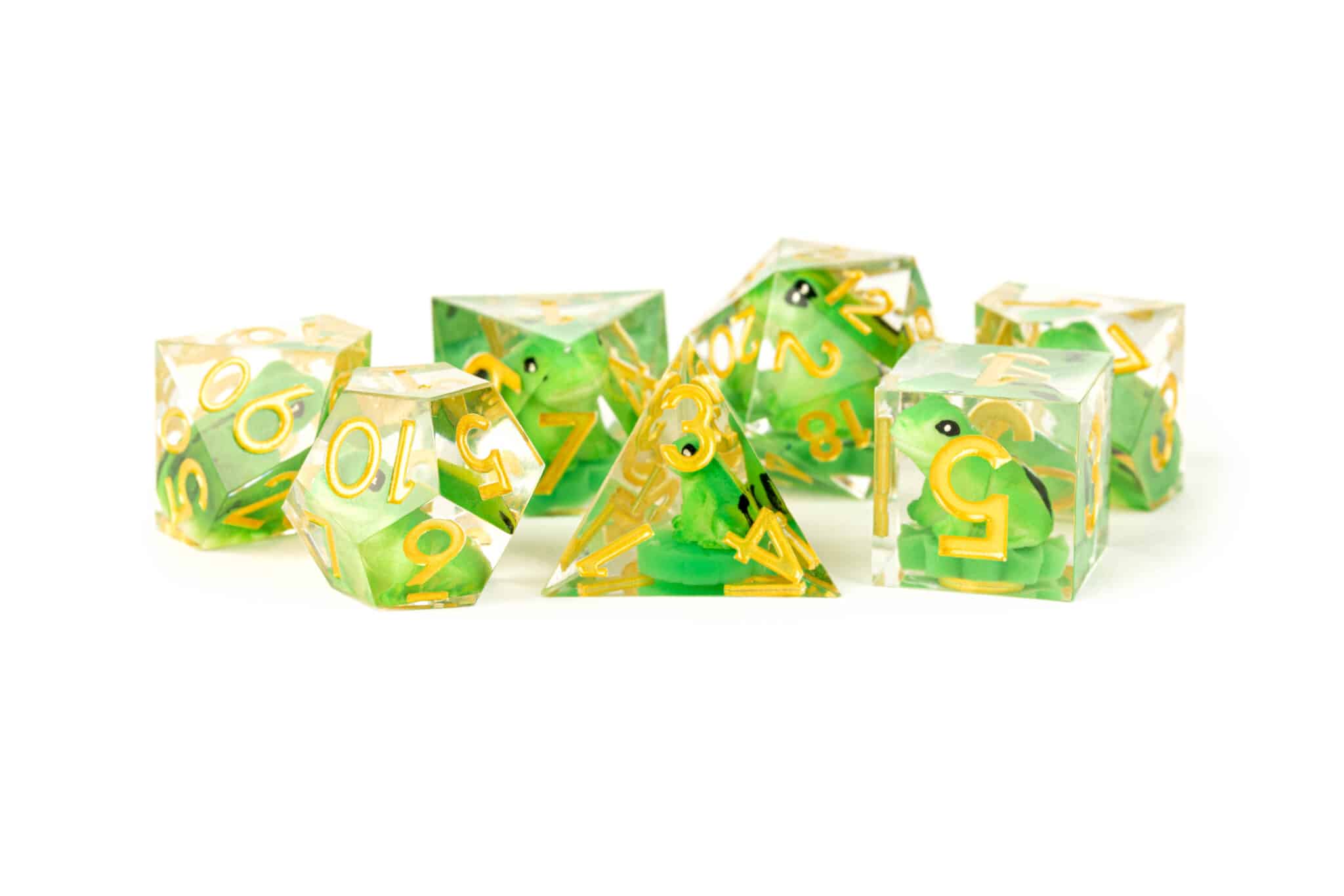 MDG Frog Sharp Edge Resin Dice 7 Piece Set image 0